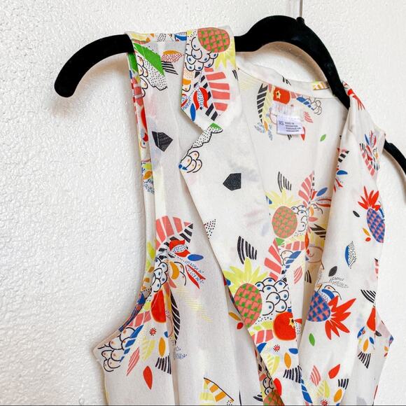 Urban Outfitters Cooperative Floral Pineapple Tie Waist Dress Size XS - Picture 3 of 11